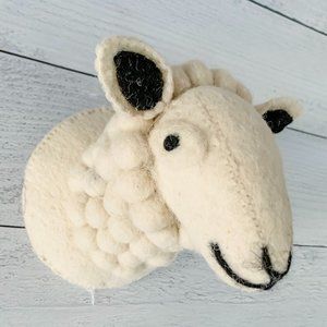 NWT Handmade Wool & Felt Sheep Head Wall Decor for Nursery or Child's Room